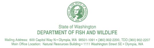 Washington Department of Fish and Wildlife letterhead